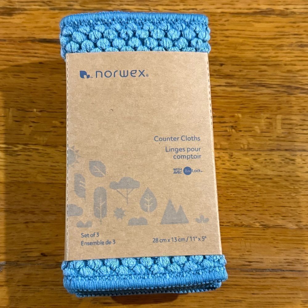 Norwex Counter Cloths Light Blue Set of 3 NWT